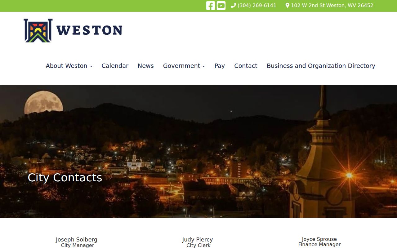 City of Weston official contact page identifying its building, code, zoning, and floodplain office