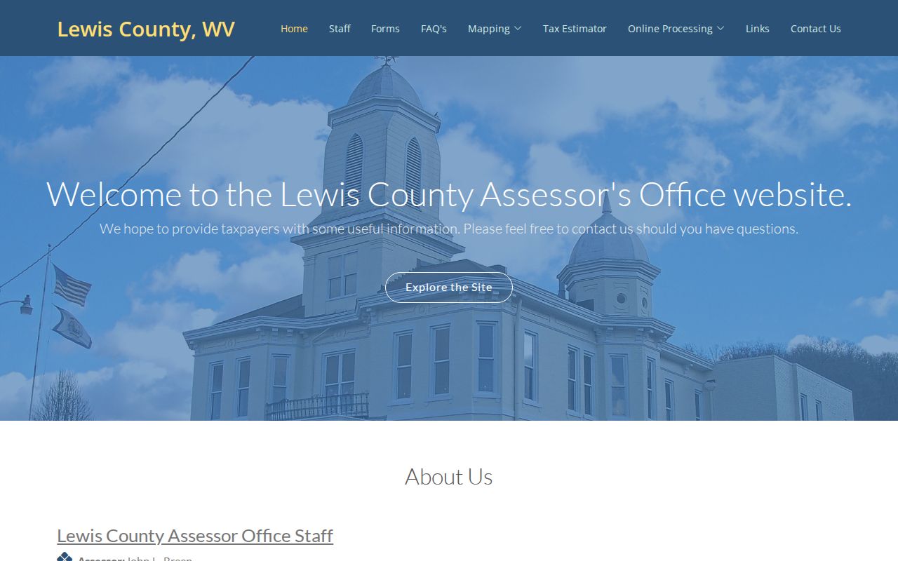 Lewis County Assessor homepage linking to maps, map cards, and assessment resources