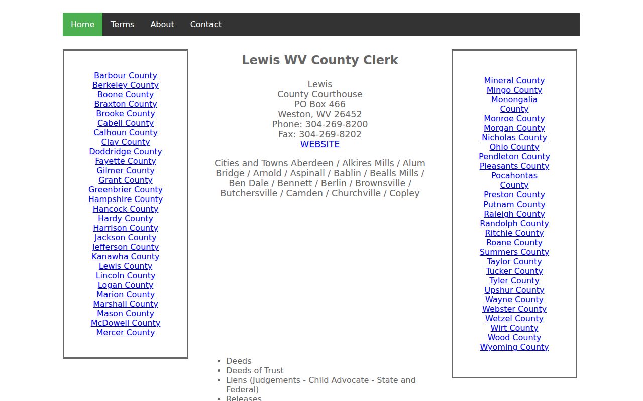 Lewis County land-record categories for deeds, liens, plats, releases, and foreclosure trustee reports